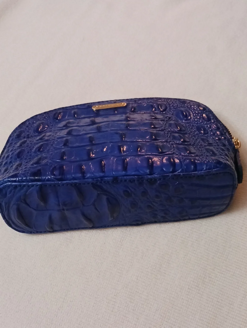 Bright Blue Croc-Embossed Cosmetic Pouch - Brahmin